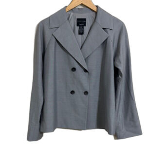 Doncaster Silk Blend Boxy Double Breasted Blazer Gray Size 10 Minimalist Classic